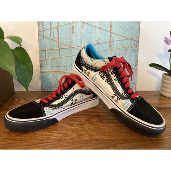 Vans Off The Wall Skateboard Shoes Size 7 M 8.5W Suede and Canvas Red Flames - Picture 6 of 10